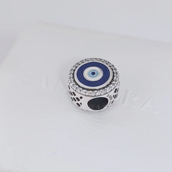 Pandora Evil Eye Double Sided Exclusive Charm Bead Button S925 Silver Pendant - Picture 4 of 5